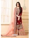 Maroon And Pink Georgette Heavy Embroidered Designer Sarara Suit