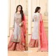 Grey And Pink Georgette Heavy Embroidered Designer Sarara Suit