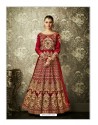 Maroon Mulberry Silk Designer Embroidered Floor Length Suit