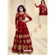 Maroon Embroidered Royal Silk Designer Anarkali Suit