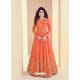 Orange Embroidered Royal Silk Designer Anarkali Suit