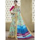 Sky Blue And Multi Colour Printed Designer Cotton Silk Saree