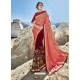 Peach And Maroon Embroidered Fancy Fabric Designer Half N Half Saree