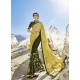 Yellow And Mehendi Green Embroidered Fancy Fabric Designer Half N Half Saree