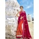 Medium Violet And Orange Embroidered Fancy Fabric Designer Half N Half Saree