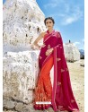 Medium Violet And Orange Embroidered Fancy Fabric Designer Half N Half Saree