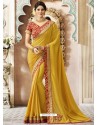 Corn Cfiffon Embroidered Designer Party Wear Saree