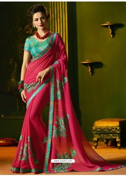 Medium Violet Cfiffon Embroidered Designer Party Wear Saree