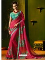 Medium Violet Cfiffon Embroidered Designer Party Wear Saree