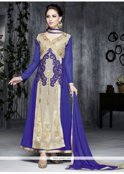 Ombre Blue And Cream Georgette Salwar Suit