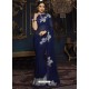 Gorgeous Navy Blue Georgette Printed Designer Party Wear Saree