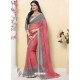 Dark Peach And Grey Cfiffon Printed Designer Party Wear Saree