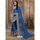 Blue Printed Georgette Designer Party Wear Saree