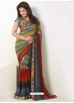 Multi Colour Printed Georgette Designer Party Wear Saree