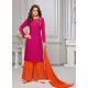 Fuchsia And Orange Rayon Cotton Desiigner Palazzo Suit