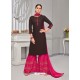 Deep Scarlet And Fuchsia Rayon Cotton Desiigner Palazzo Suit