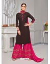 Deep Scarlet And Fuchsia Rayon Cotton Desiigner Palazzo Suit