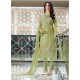 Green Embroidered Organza Designer Straight Suit