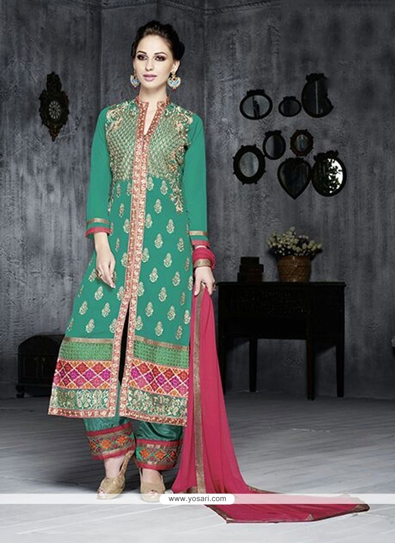 Stylish Green Georgette Pakistani Suit