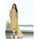 Cream Embroidered Organza Designer Straight Suit