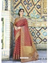 Maroon Handloom Weaving Silk Designer Jacquard Saree