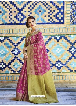 Medium Violet Handloom Weaving Silk Designer Jacquard Saree