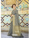 Grey Handloom Weaving Silk Designer Jacquard Saree