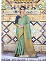 Sea Green Handloom Weaving Silk Designer Jacquard Saree