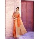 Orange Handloom Weaving Silk Designer Jacquard Saree