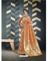 Orange Organza Silk Designer Jacquard Saree