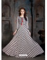 White And Black Heavy Rayon Printed Readymade Kurti