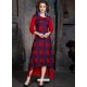 Maroon And Blue Heavy Rayon Printed Readymade Kurti