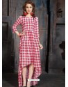 Gorgeous Red And White Heavy Rayon Printed Readymade Kurti