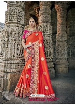 Crimson Designer Party Wear Heavy Silk Saree