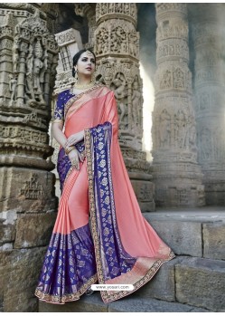 Light Pink Designer Party Wear Heavy Silk Saree