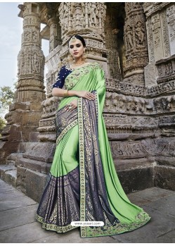 Sea Green Designer Party Wear Heavy Silk Saree