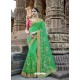 Jade Green Designer Party Wear Heavy Silk Saree