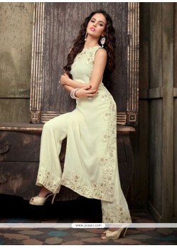 Exquisite Off White Georgette Palazzo Suit