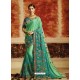 Jade Green And Aqua Mint Embroidered Designer Rangoli Silk Party Wear Saree