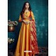 Orange Embroidered Tapeta Silk Designer Floor Length Suit