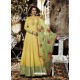 Yellow Pure Silk Chanderi Designer Floor Length Embroidered Suit