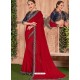 Maroon Fancy Heavy Dyed Embroidered Border Designer Saree