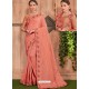 Peach Fancy Heavy Dyed Embroidered Border Designer Saree