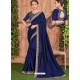 Navy Blue Fancy Heavy Dyed Embroidered Border Designer Saree