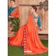 Orange Fancy Heavy Dyed Embroidered Border Designer Saree