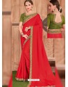 Red Fancy Heavy Dyed Embroidered Border Designer Saree