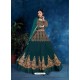 Teal Blue Embroidered Georgette Designer Anarkali Suit