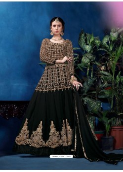 Black Embroidered Georgette Designer Anarkali Suit