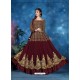 Maroon Embroidered Georgette Designer Anarkali Suit