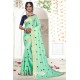 Jade Green Embroidered Designer Fancy Georgette Saree